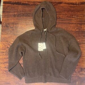 NWT Women’s Size Medium Hippie Rose Chocolate Brown Zip Up Hooded Cardigan